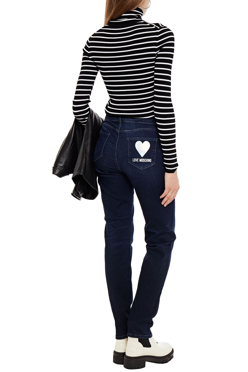 LOVE MOSCHINO Faded mid-rise slim-leg jeans