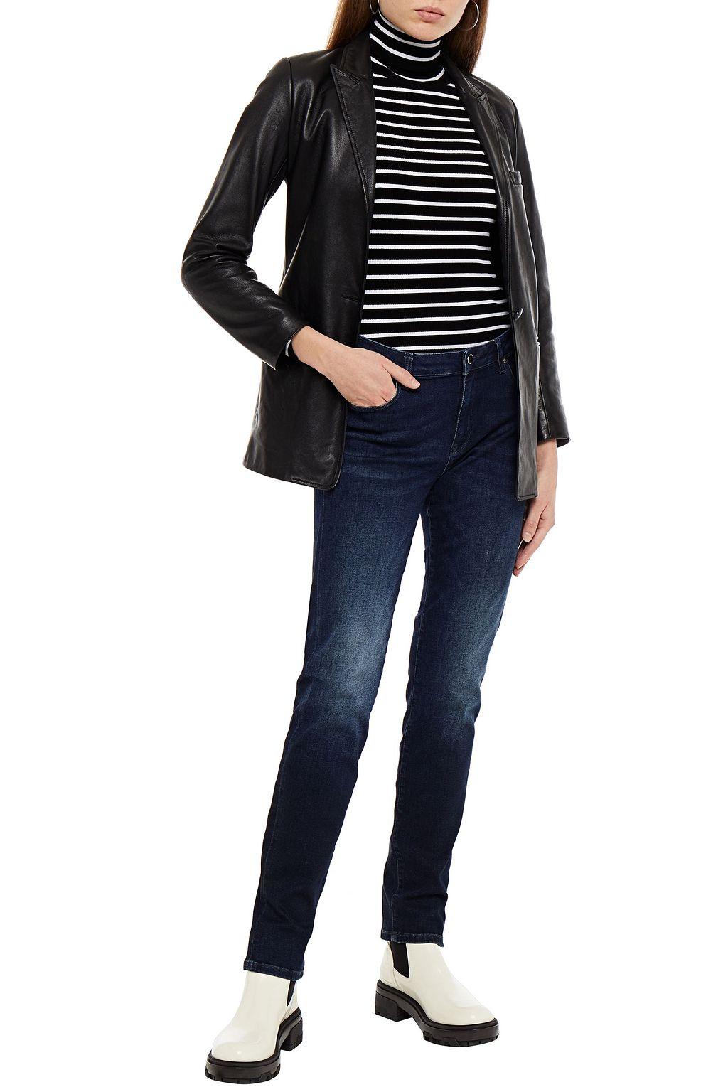 LOVE MOSCHINO Faded mid-rise slim-leg jeans