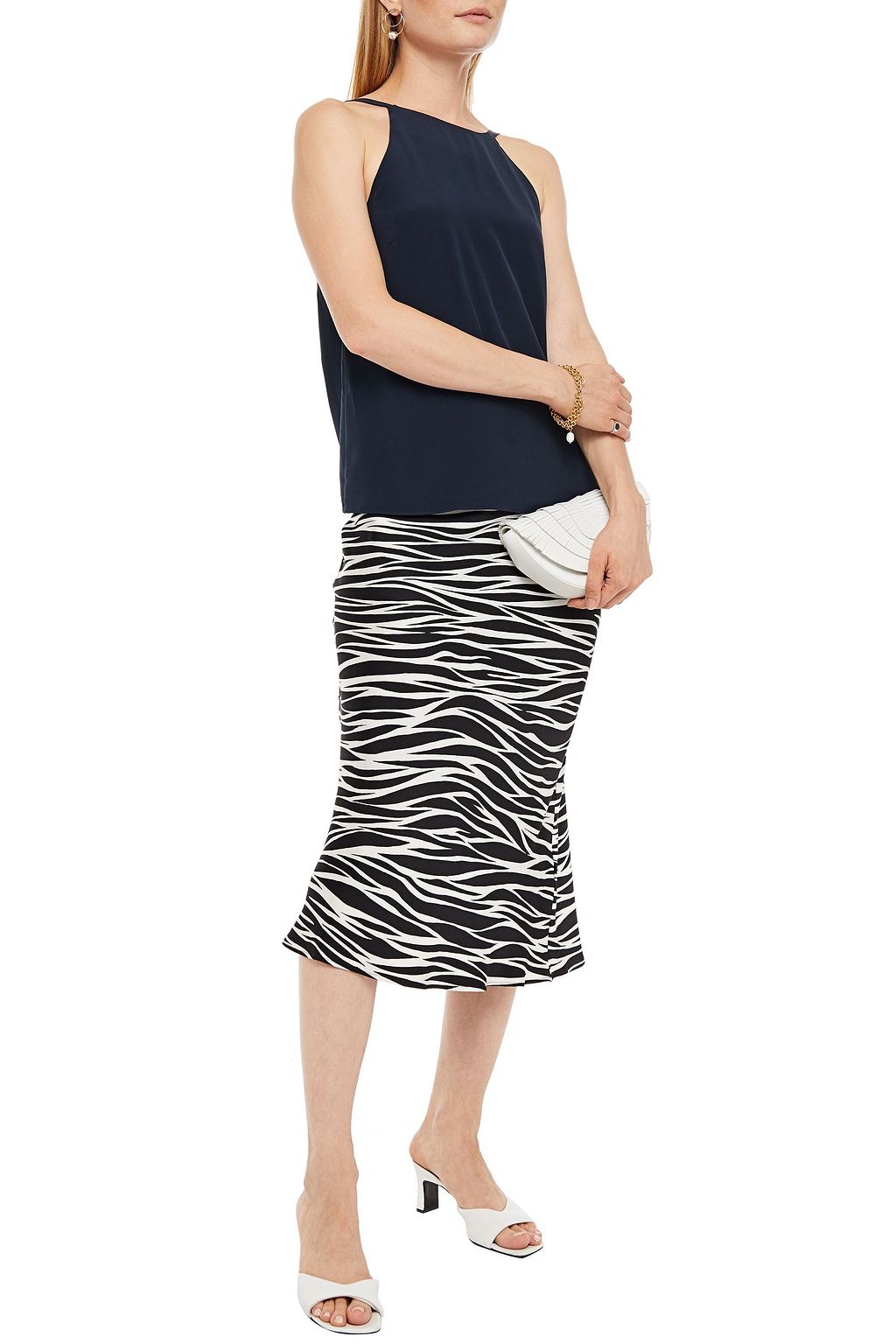 GINIA Draped silk crepe de chine camisole