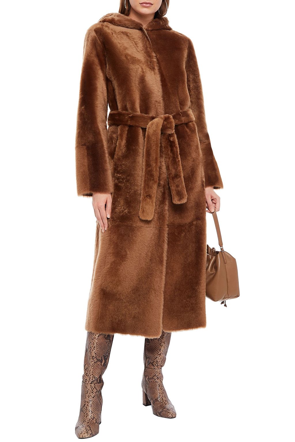 YVES SALOMON Reversible shearling hooded coat