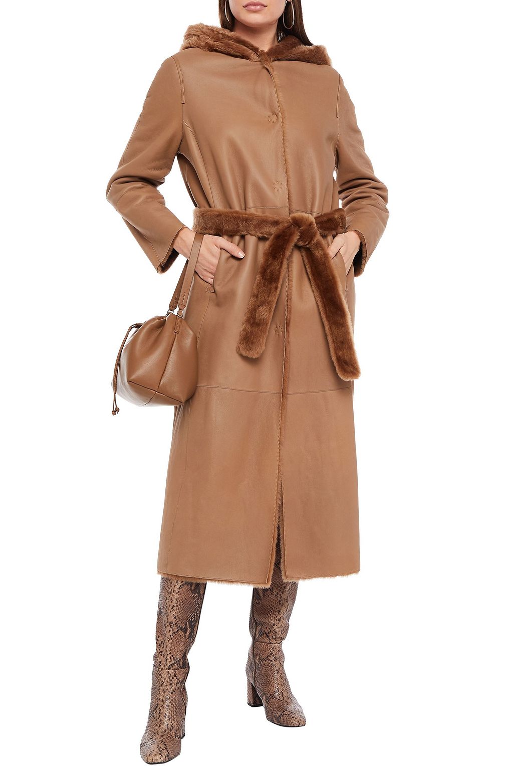 YVES SALOMON Reversible shearling hooded coat