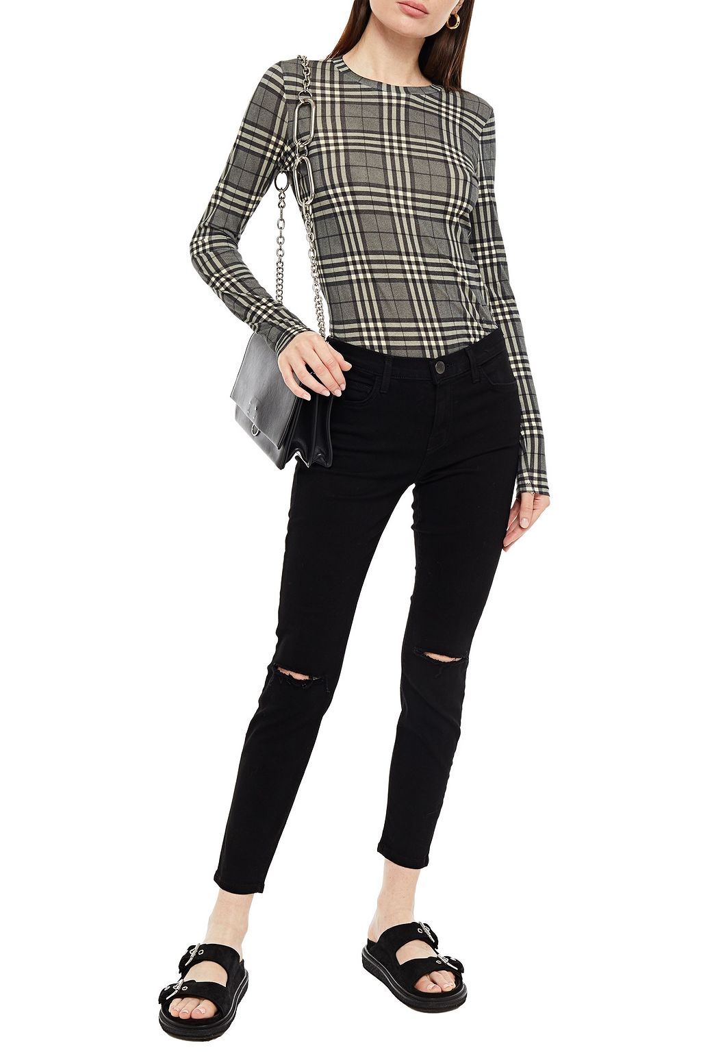 CURRENT/ELLIOTT The Stiletto distressed mid-rise skinny jeans