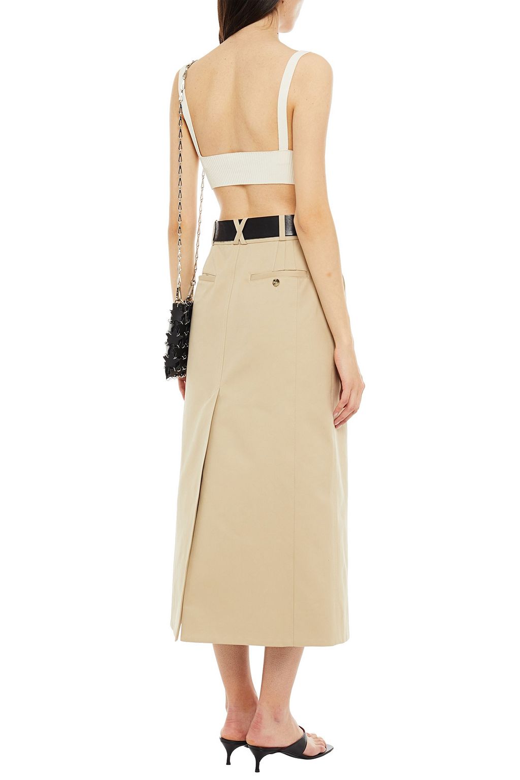 RABANNE Cotton-gabardine midi skirt