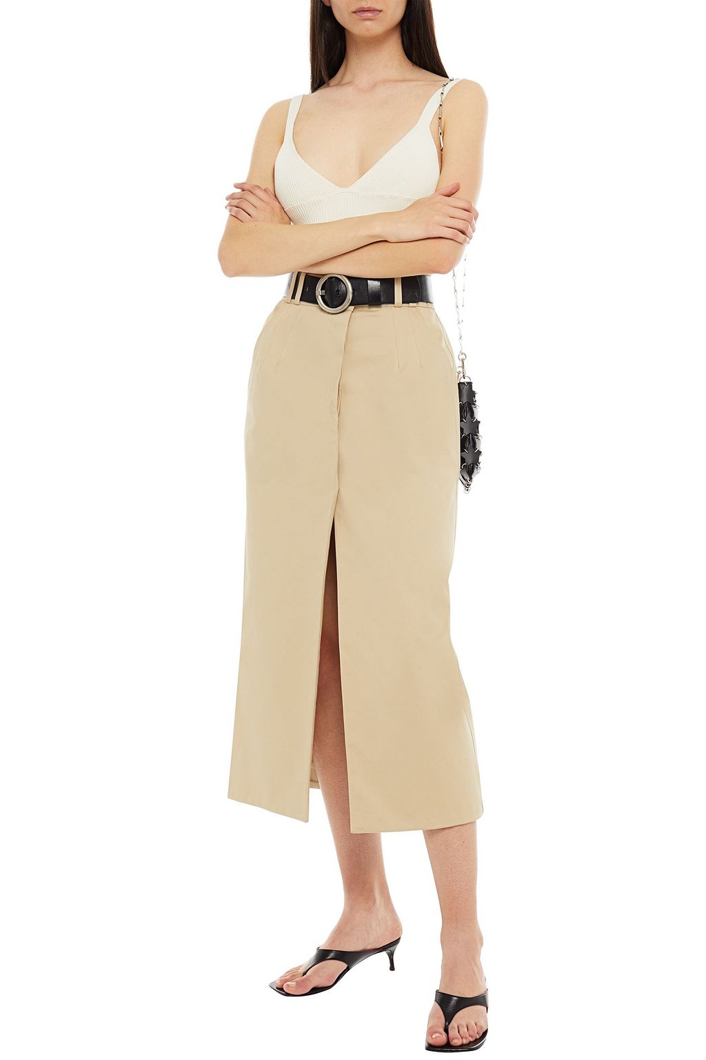 RABANNE Cotton-gabardine midi skirt