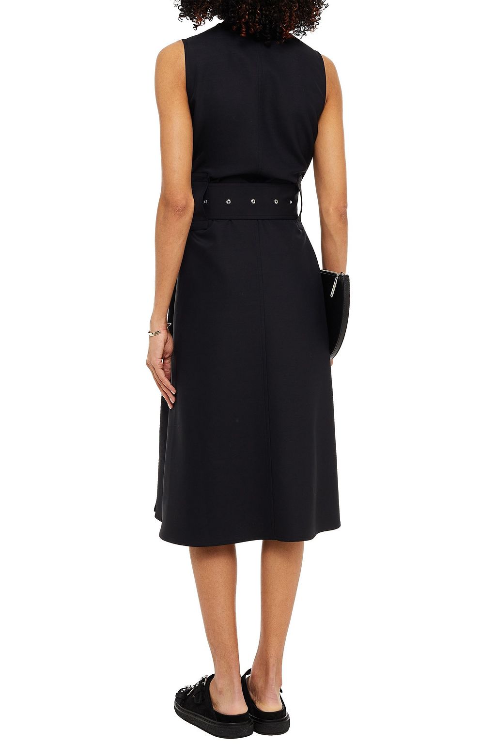 JOSEPH Belted wool-blend faille midi wrap dress