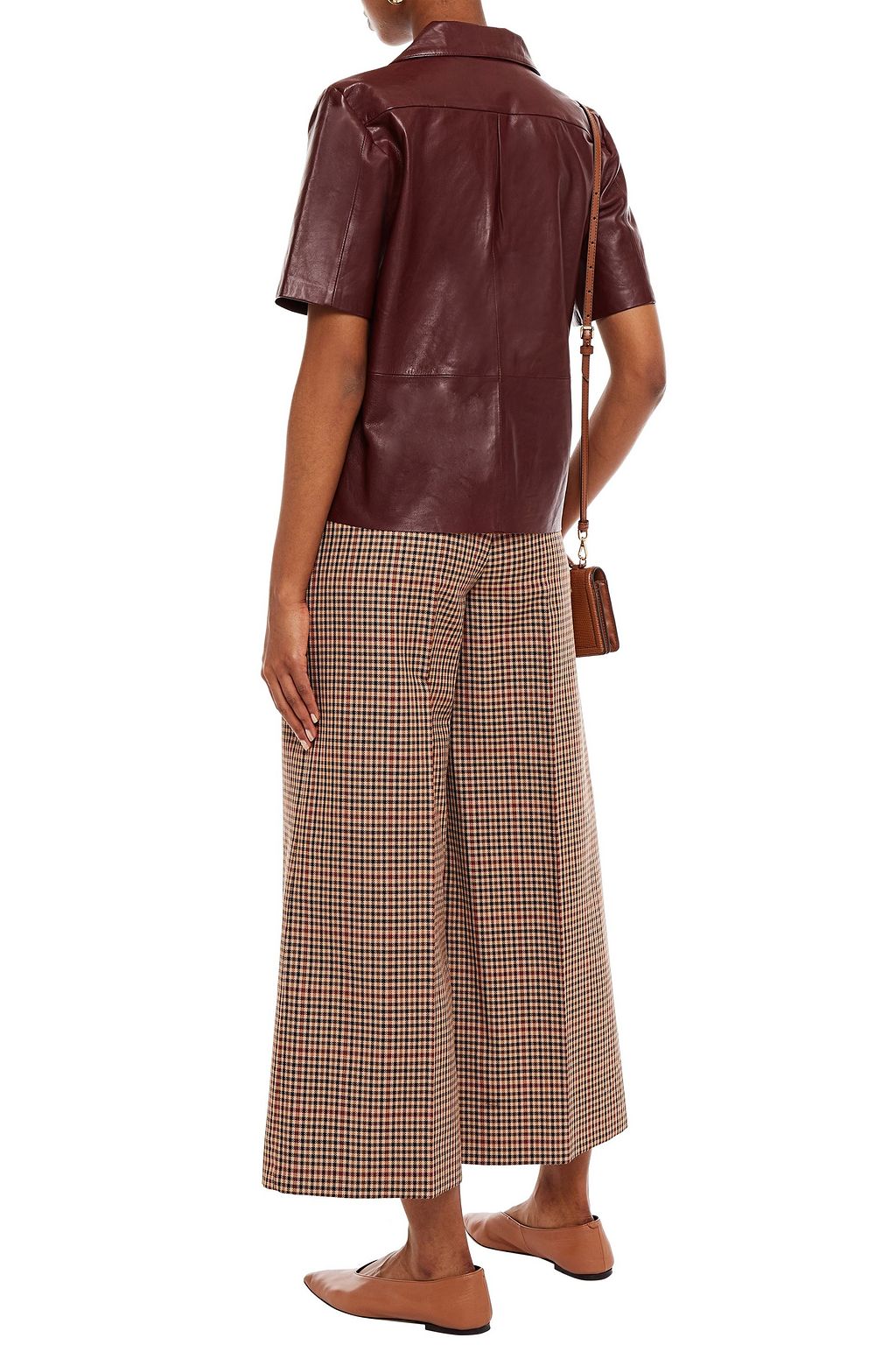 JOSEPH Cropped checked wool-blend twill wide-leg pants