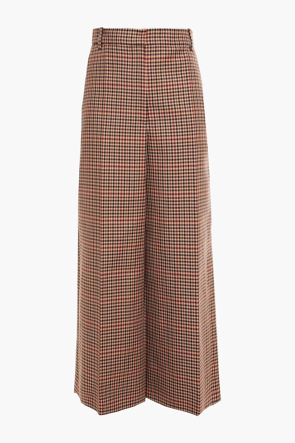 Joseph Woman Cropped Checked Wool-blend Twill Wide-leg Pants Camel Size 36