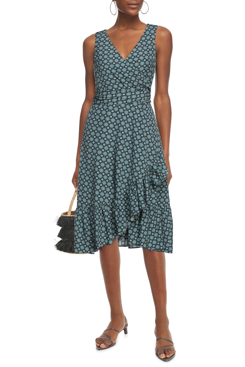 TORY BURCH Printed crepe midi wrap dress