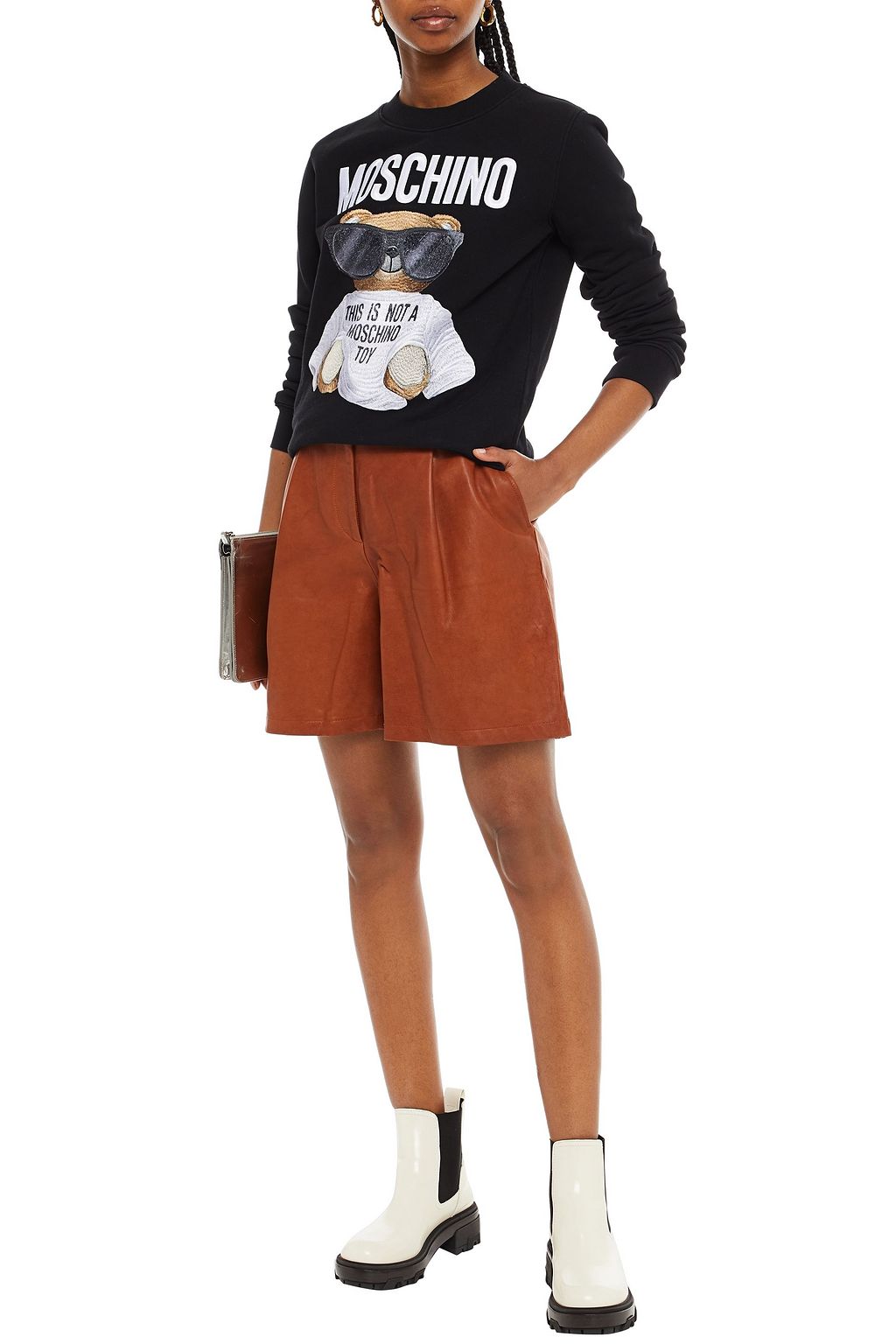 MOSCHINO Embroidered French cotton-terry sweatshirt