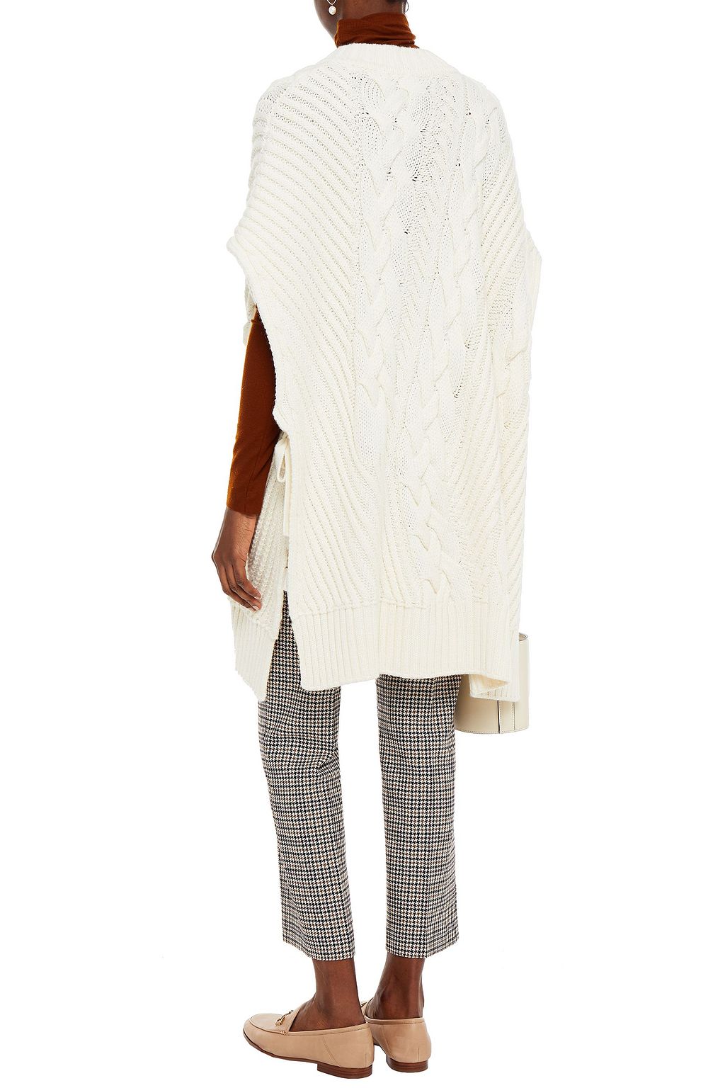 VIVETTA Cable-knit wool-blend poncho
