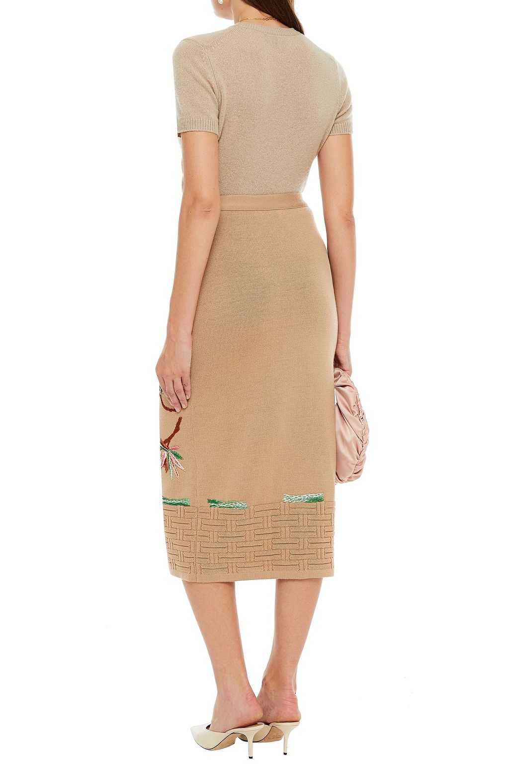 VIVETTA Embroidered wool midi pencil skirt