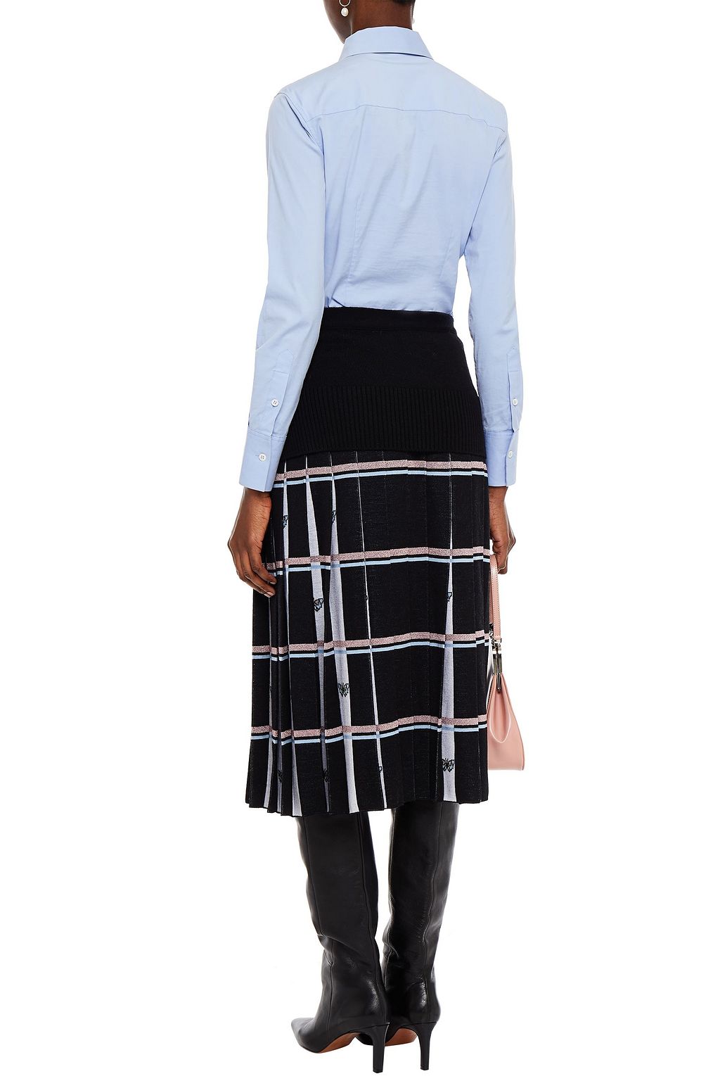 VIVETTA Pleated metallic wool midi skirt