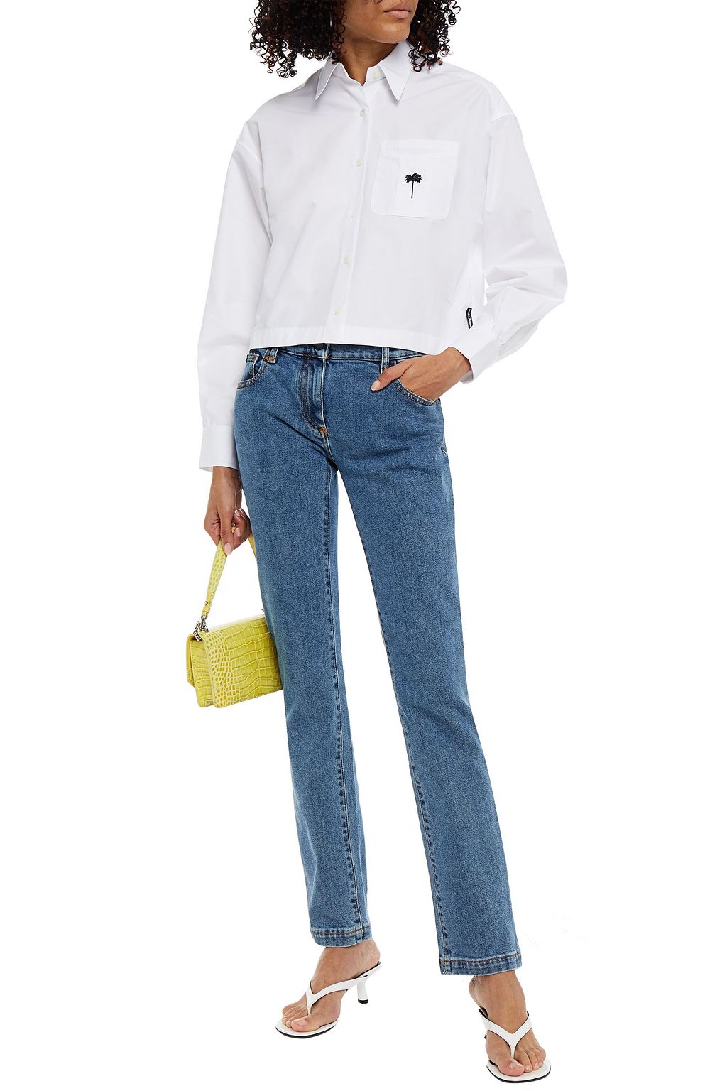 PALM ANGELS Embroidered cotton-poplin shirt