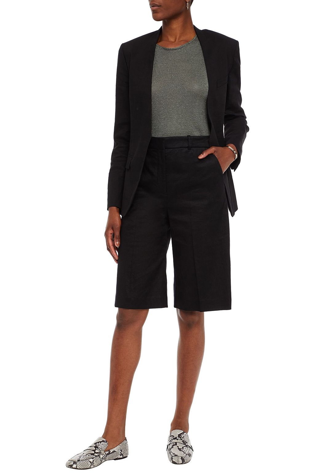 THEORY Linen-blend crepe blazer