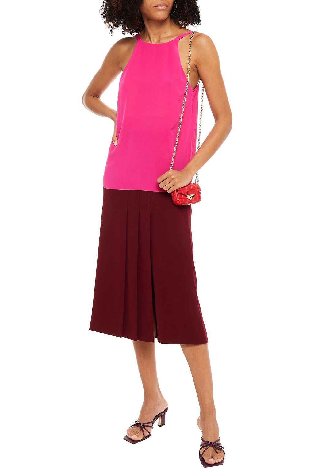 GINIA Draped silk crepe de chine camisole