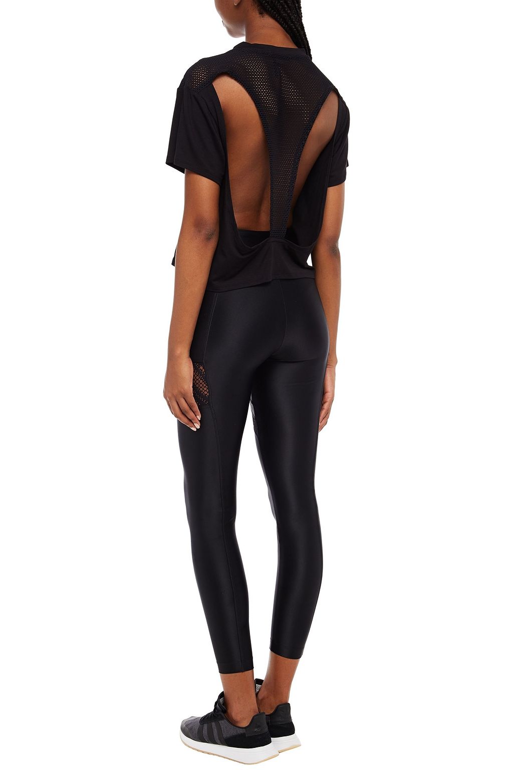 KORAL Cutout mesh-paneled stretch-jersey top