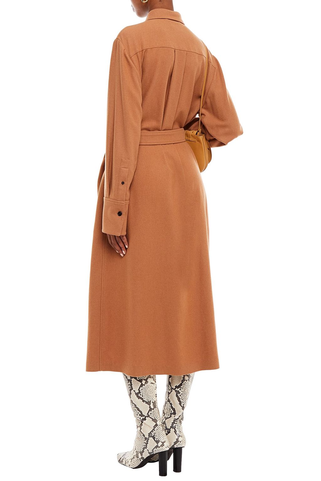 JOSEPH Wool and silk-blend flannel midi shirt dress