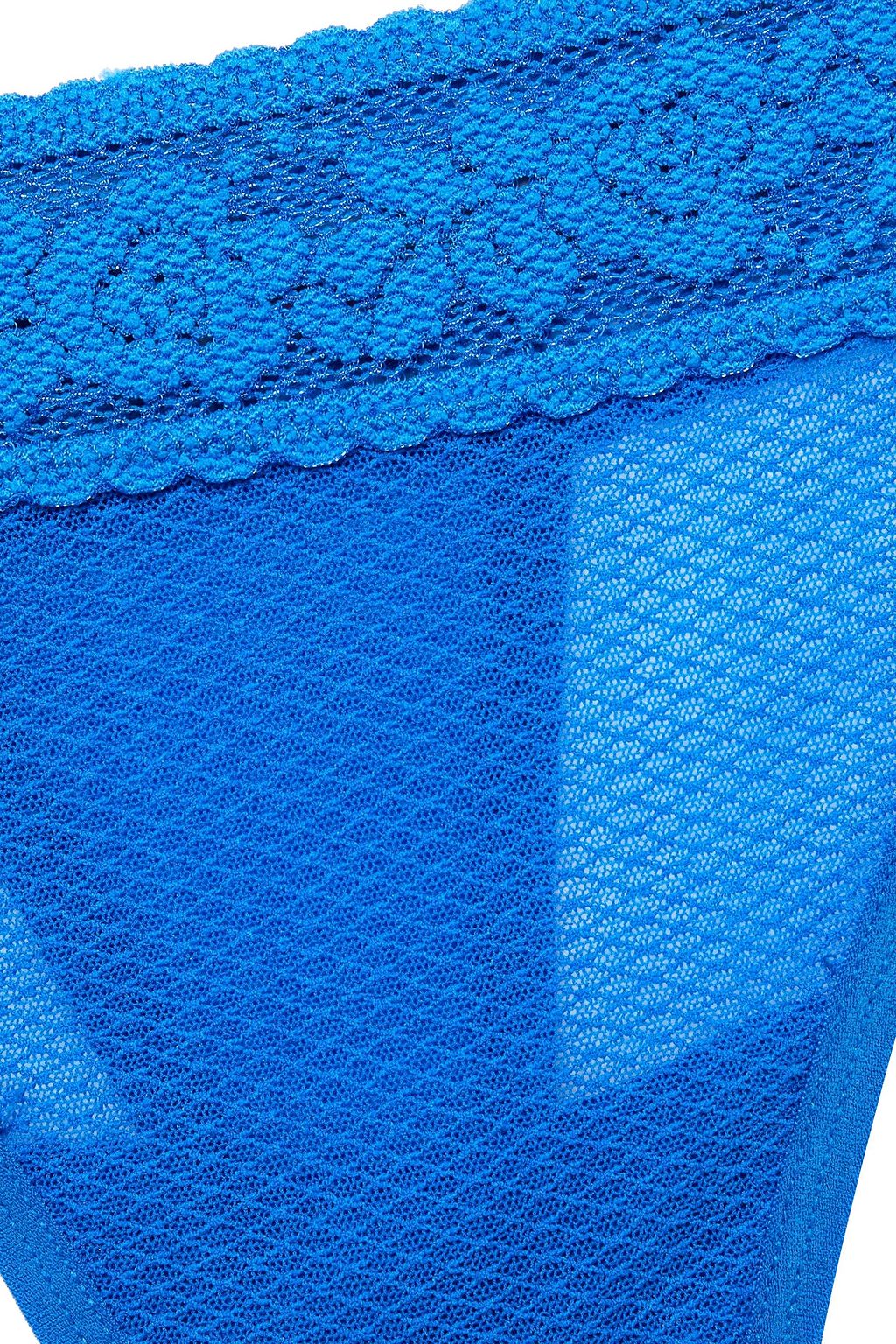 COMMANDO Lace-trimmed embroidered stretch-tulle low-rise thong