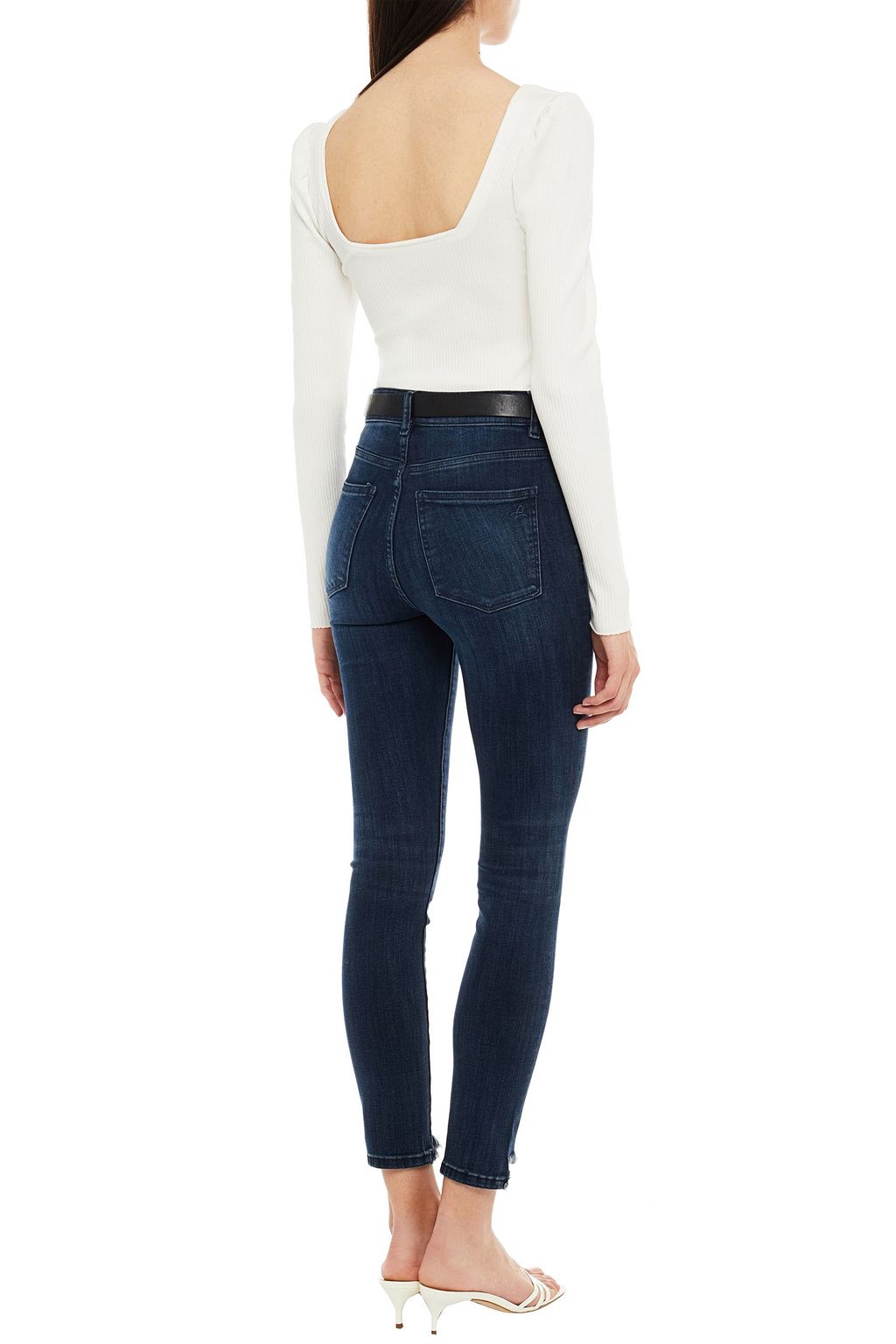 DL1961 Farrow cropped frayed high-rise skinny jeans