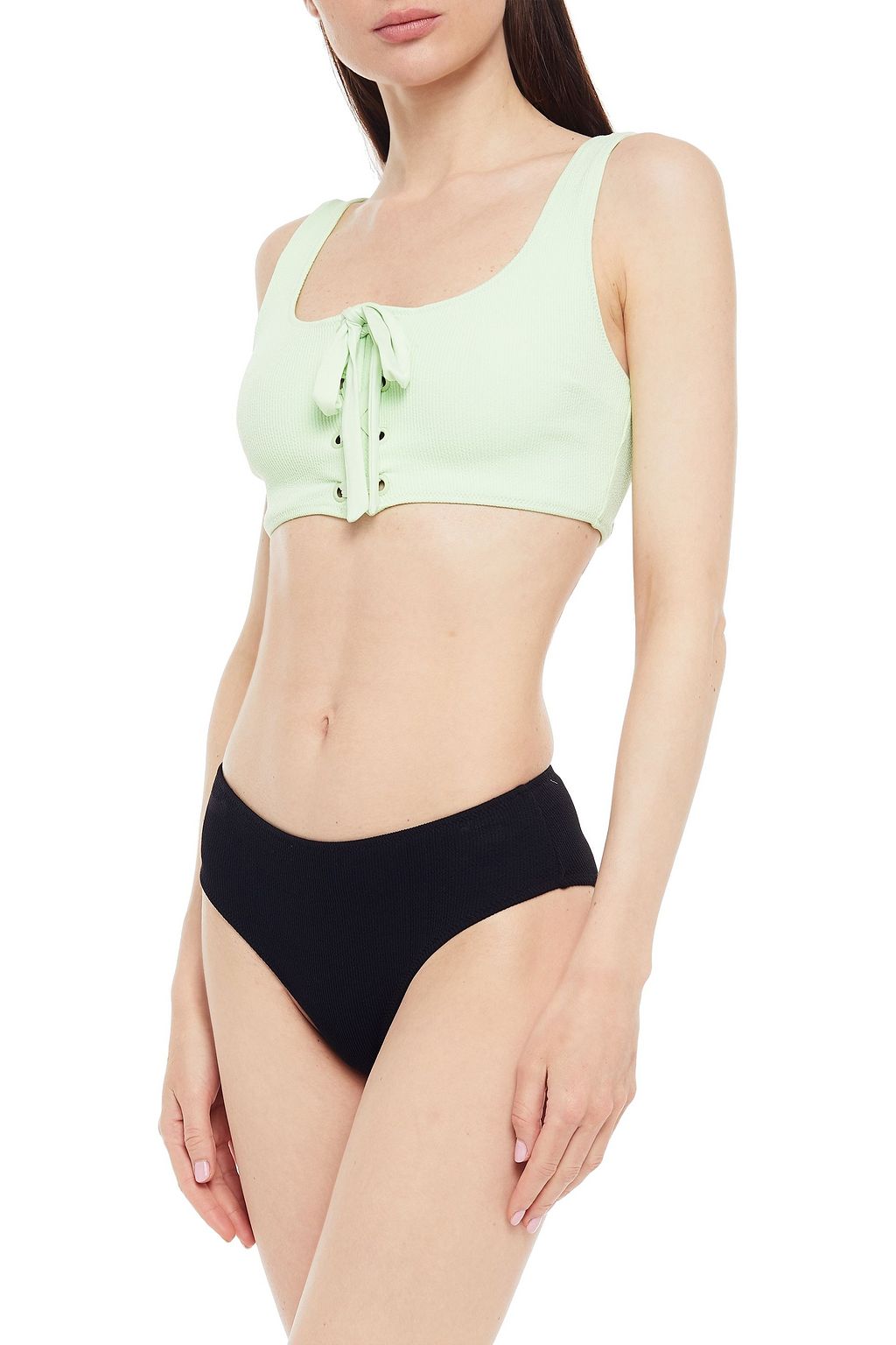 GANNI Ribbed high-rise bikini briefs