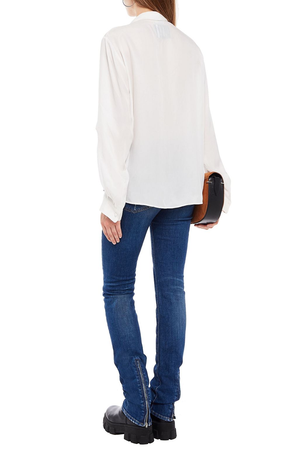 R13 Tie-neck cupro-twill blouse