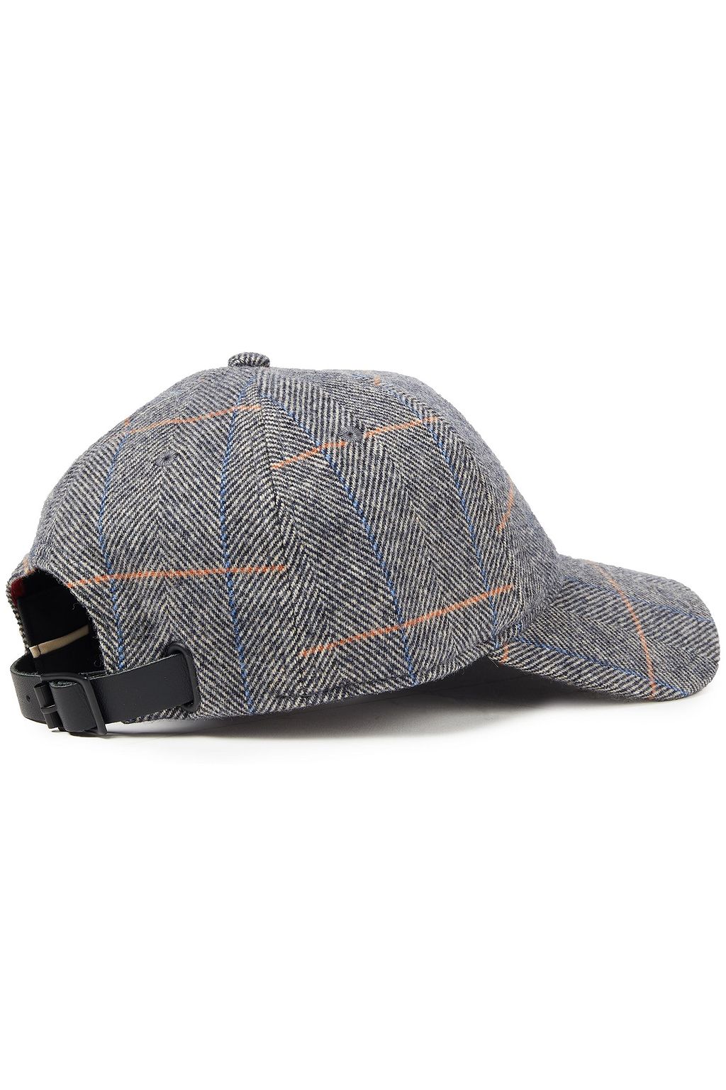 RAG & BONE Leather-trimmed herringbone wool-blend baseball cap