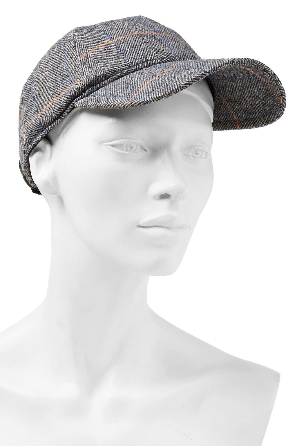 RAG & BONE Leather-trimmed herringbone wool-blend baseball cap