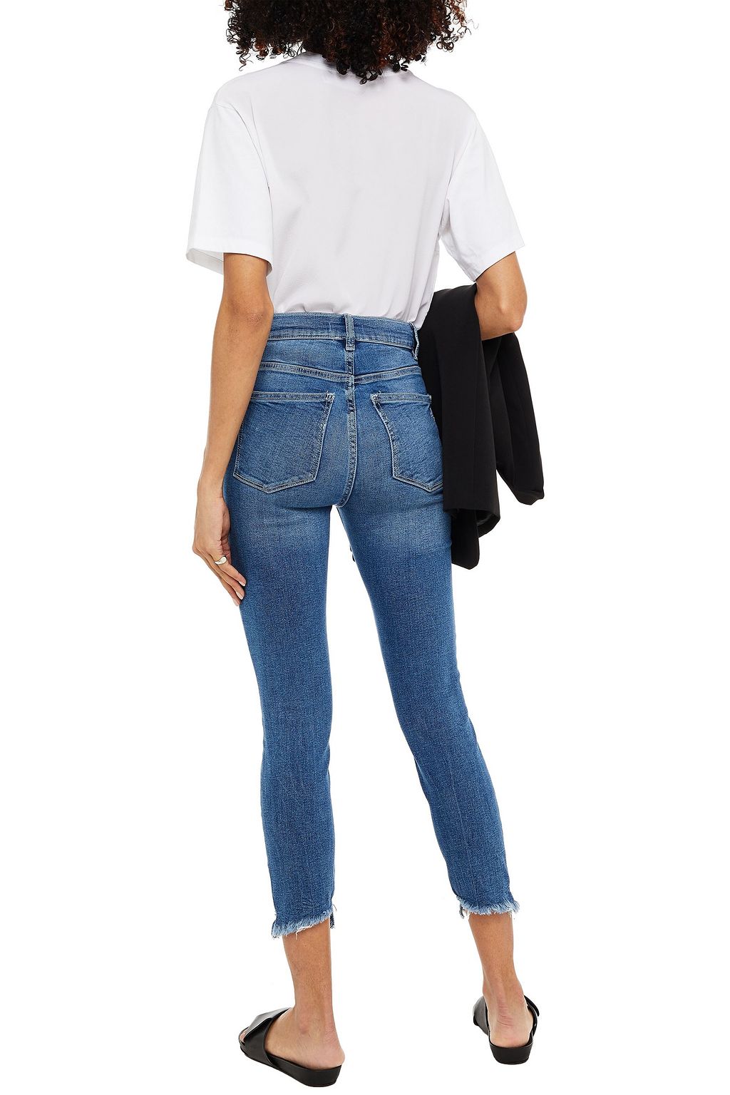 DL1961 Farrow cropped frayed high-rise skinny jeans