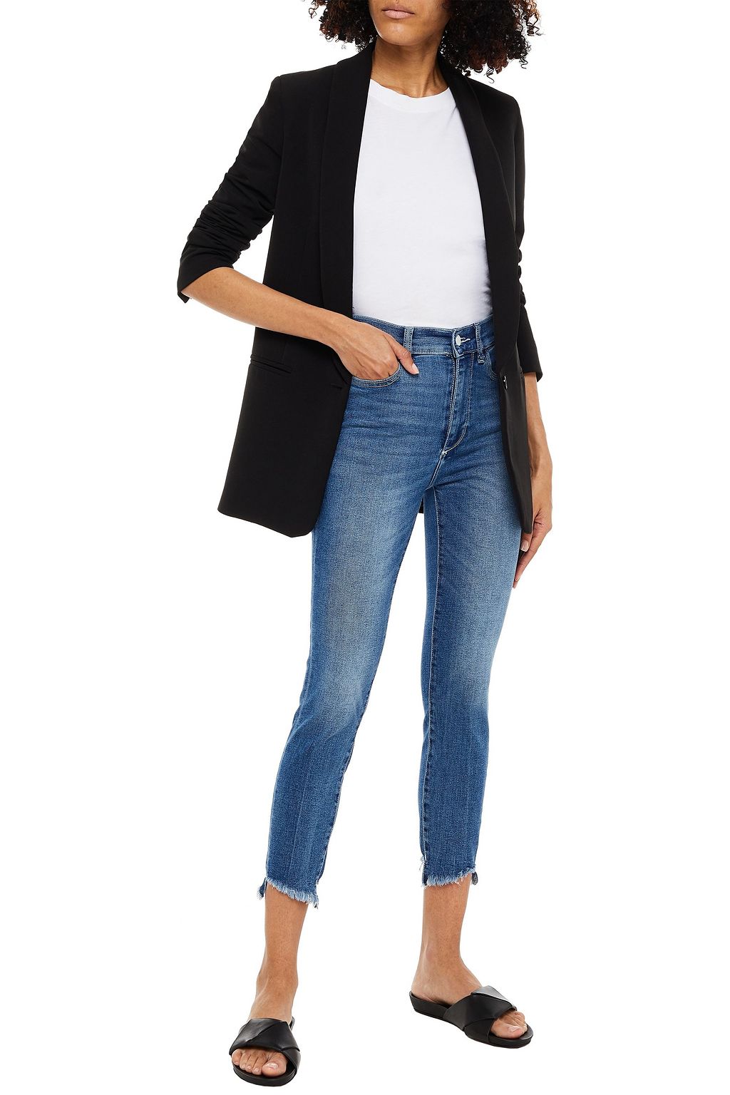 DL1961 Farrow cropped frayed high-rise skinny jeans