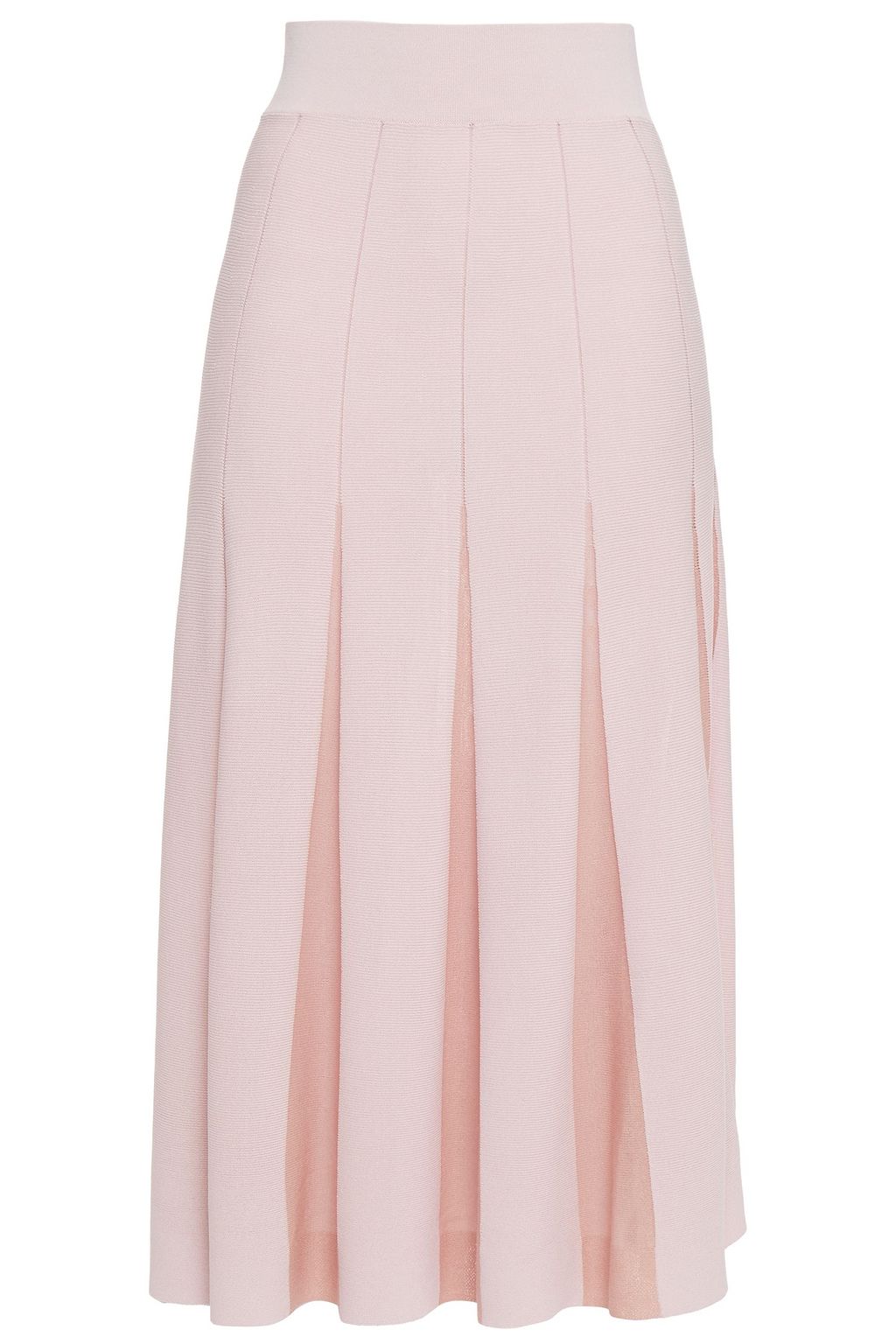 Baby pink Pleated stretch-knit midi 