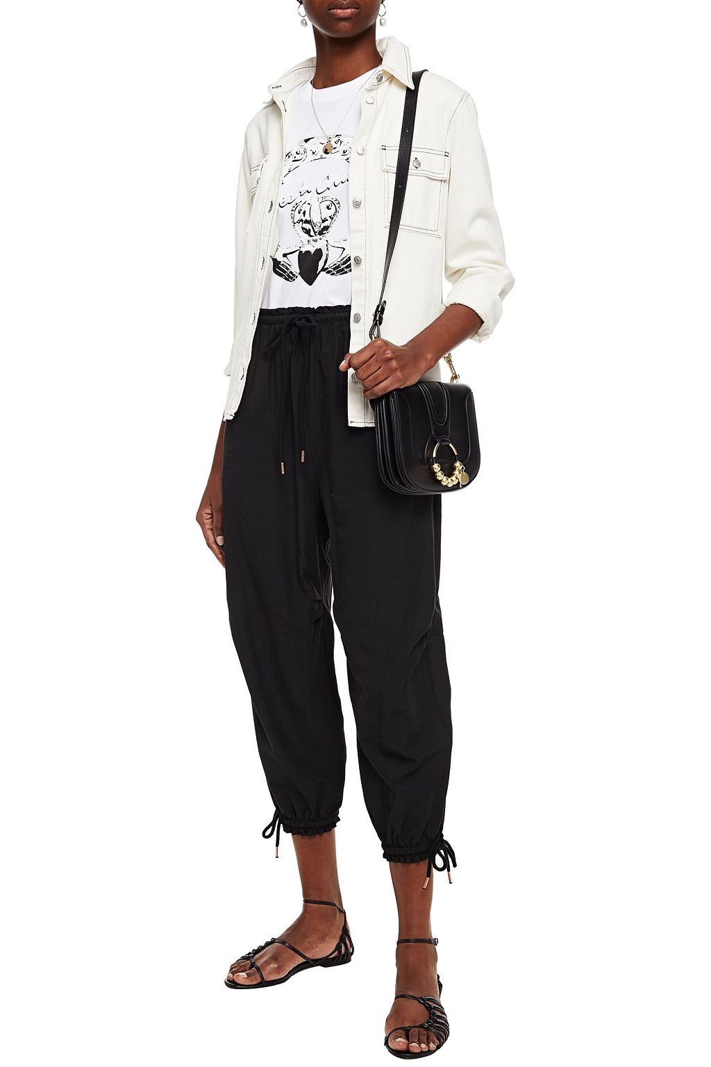 SEE BY CHLOÉ Gathered crepe track pants