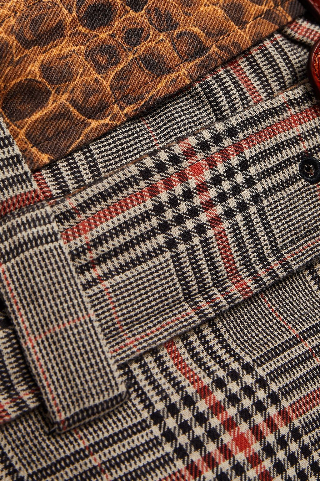 R13 Belted Prince of Wales checked cotton straight-leg pants