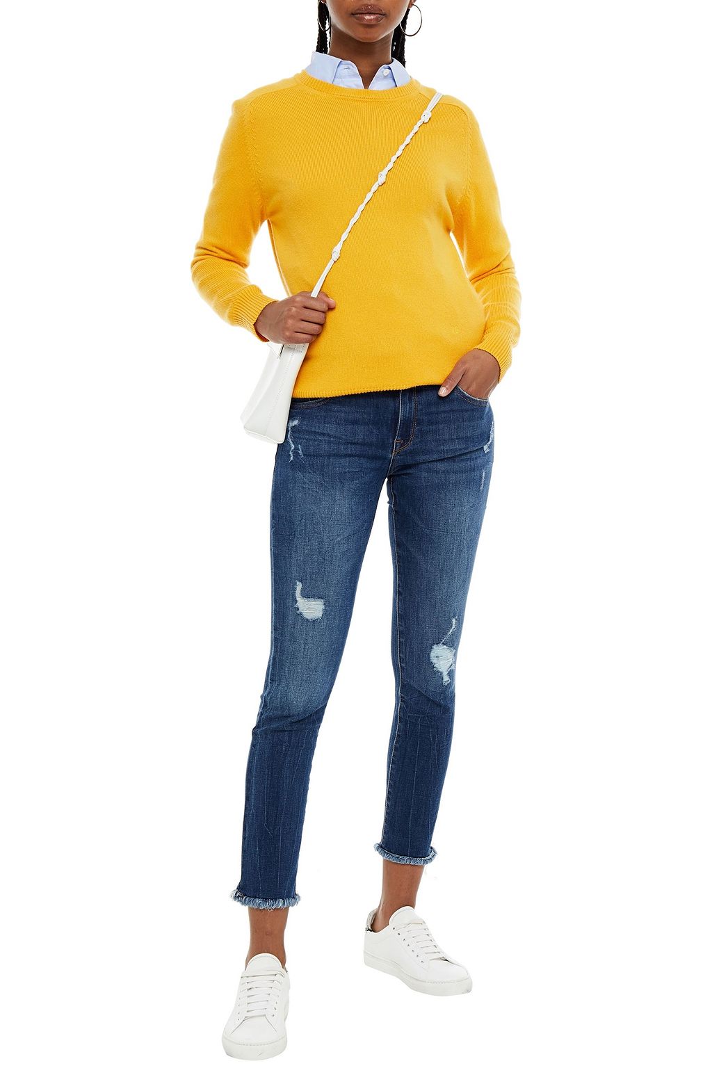 DL1961 Distressed mid-rise slim-leg jeans
