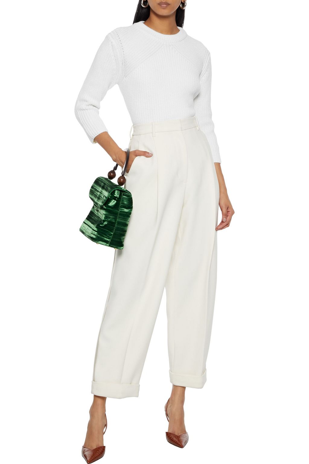 MICHAEL KORS COLLECTION Ribbed merino wool and cotton-blend sweater