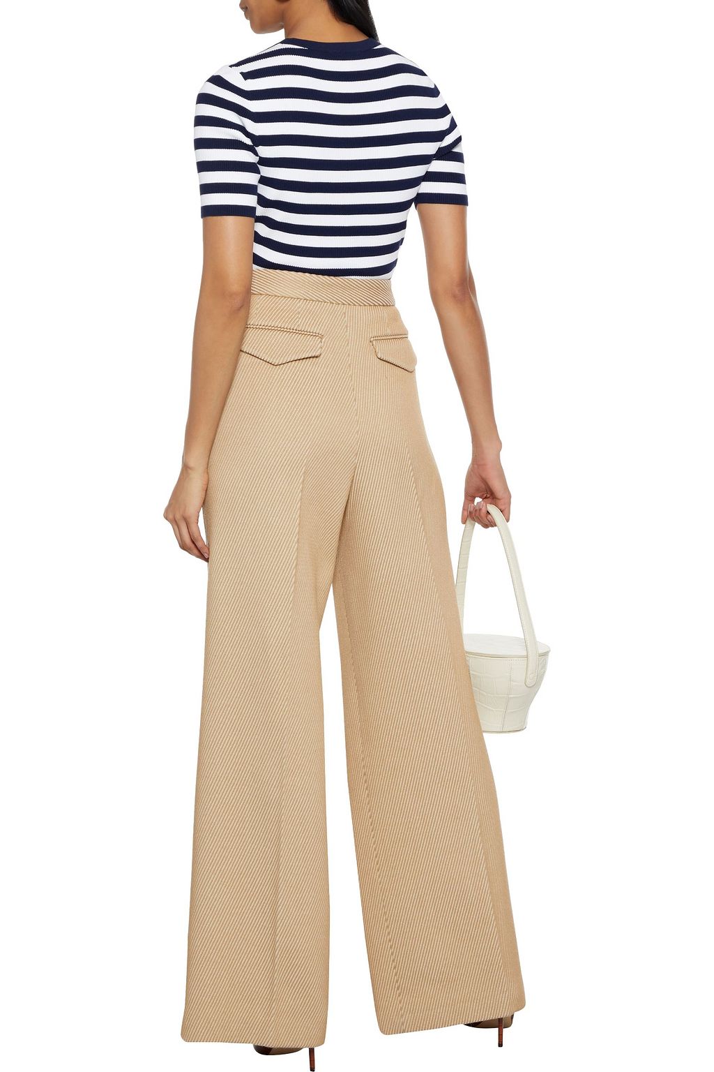 MICHAEL KORS COLLECTION Striped ribbed-knit top