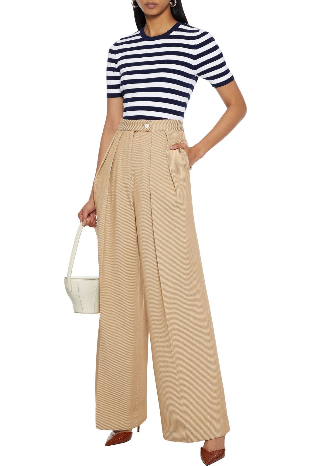 MICHAEL KORS COLLECTION Striped ribbed-knit top