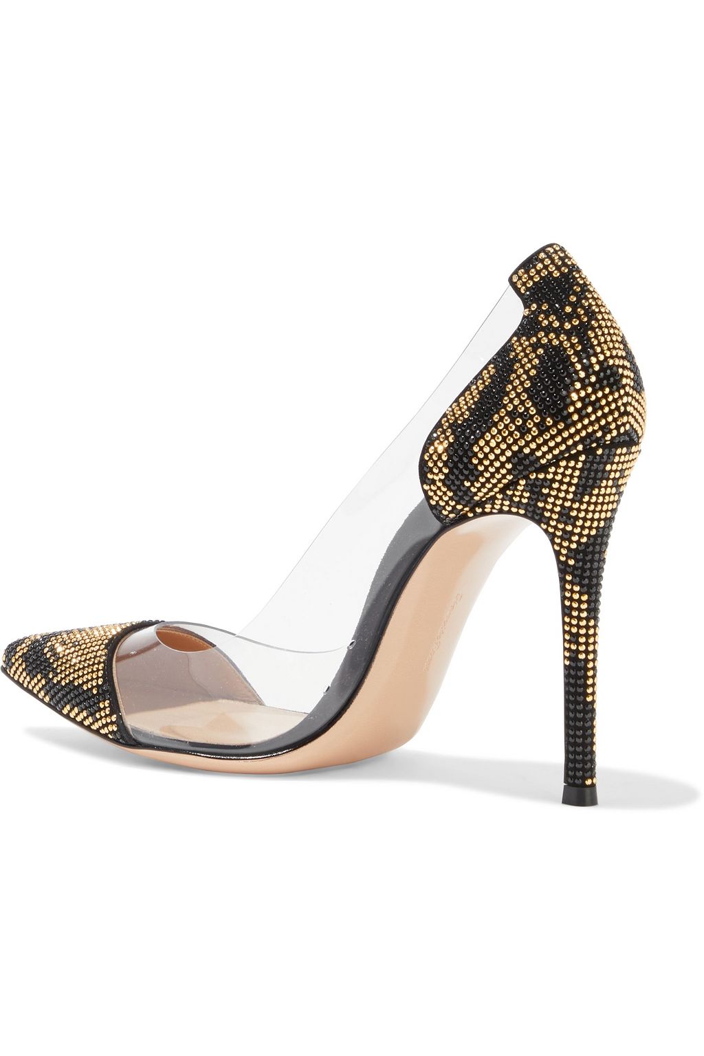 GIANVITO ROSSI Ronnie 105 studded suede and PVC pumps