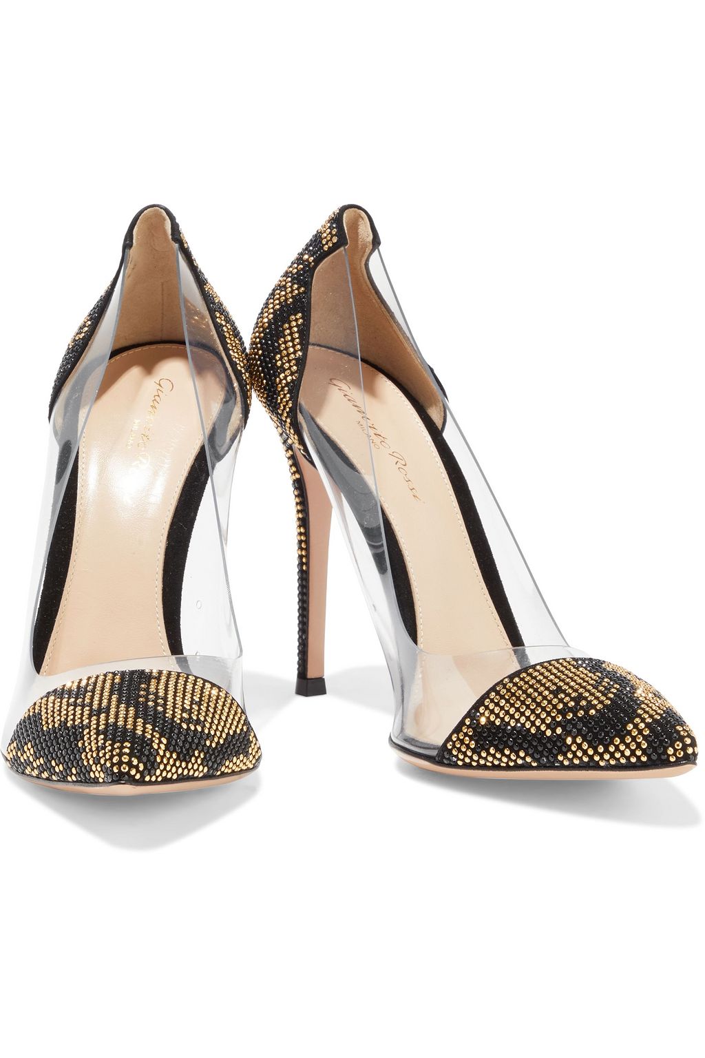 GIANVITO ROSSI Ronnie 105 studded suede and PVC pumps