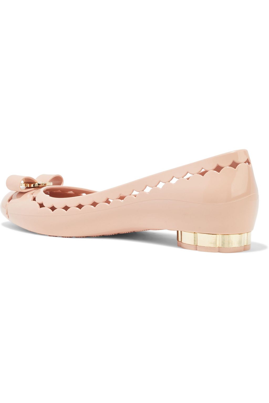 FERRAGAMO Jelly bow-embellished laser-cut rubber ballet flats