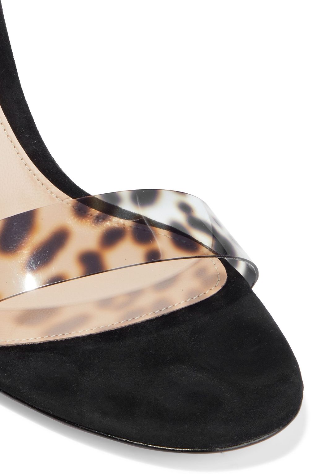 GIANVITO ROSSI Stella 85 suede and leopard-print PVC sandals