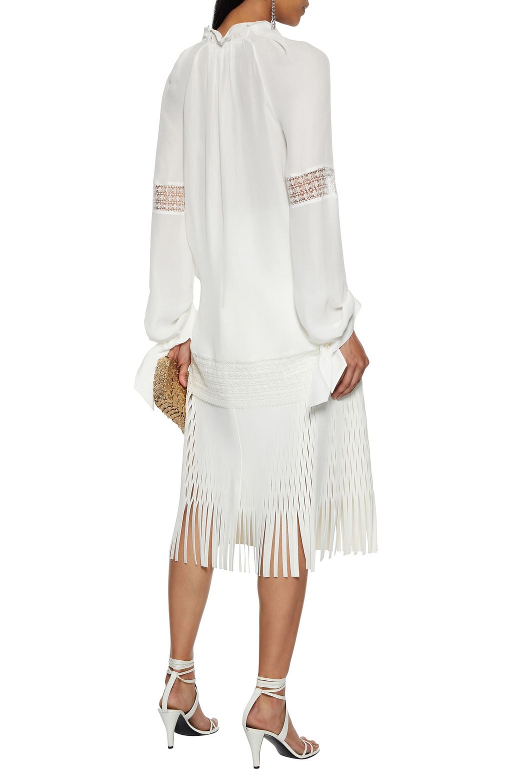 ROLAND MOURET Lolo ruffled lace-trimmed silk crepe de chine blouse