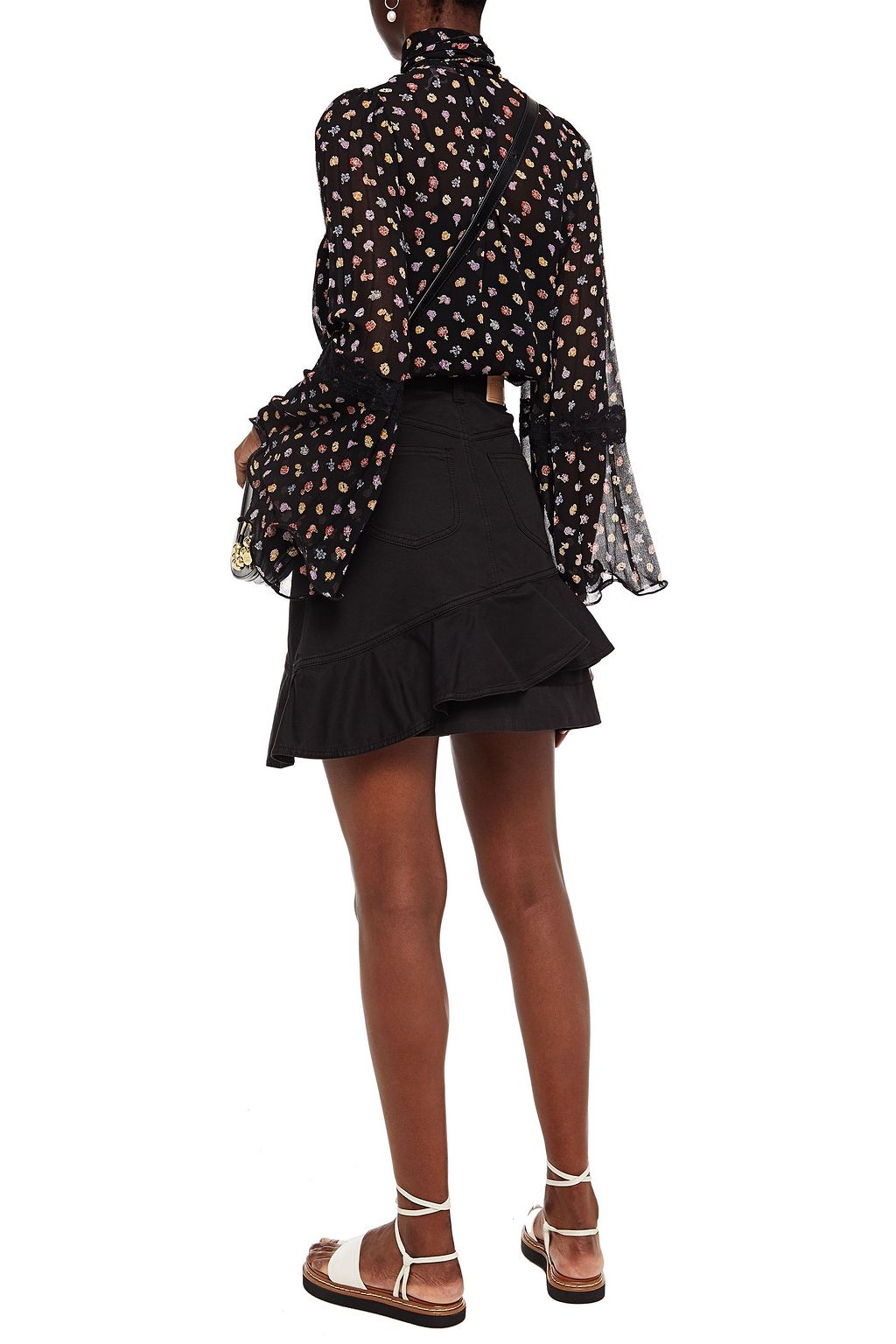 SEE BY CHLOÉ Tie-neck lace-trimmed floral-print georgette blouse
