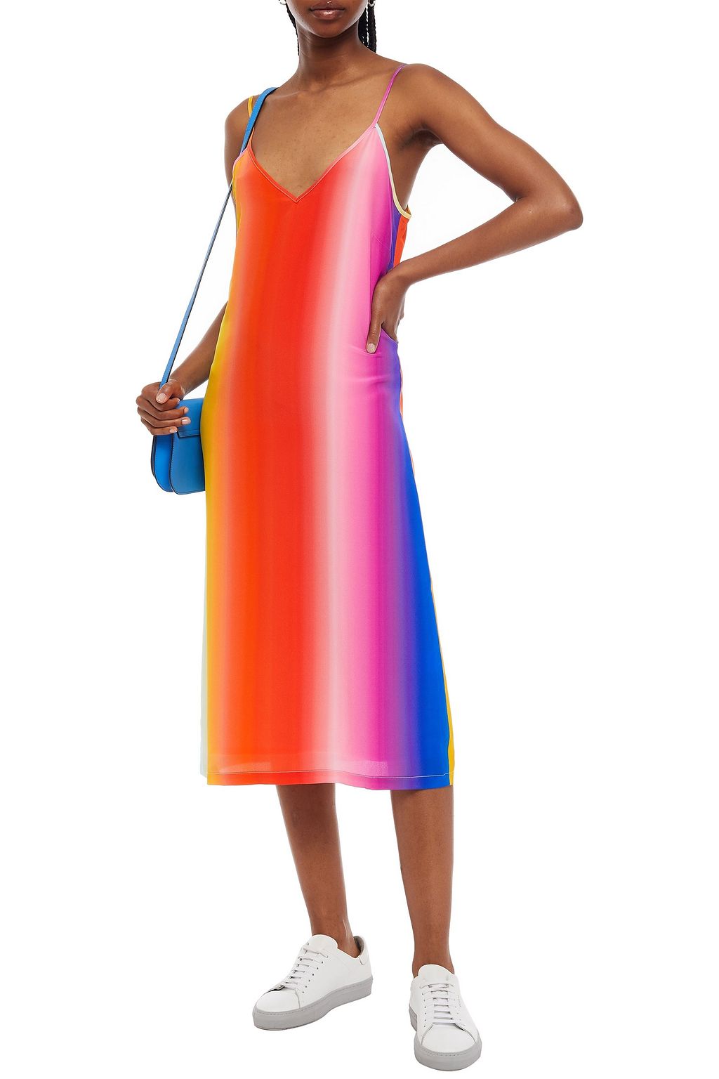 ÊTRE CÉCILE Dégradé striped silk-crepe midi slip dress
