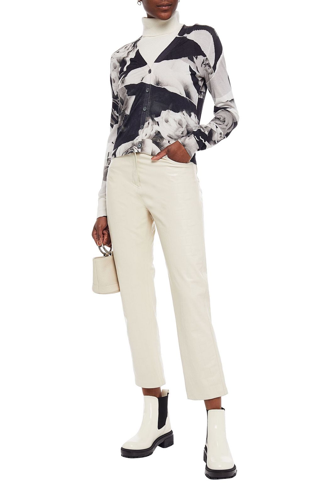 MCQUEEN Cardigan aus einer Woll-Seidenmischung mit floralem Print