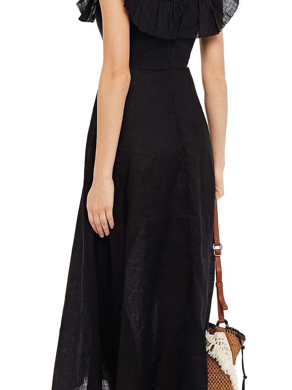 ruffled linen midi dress