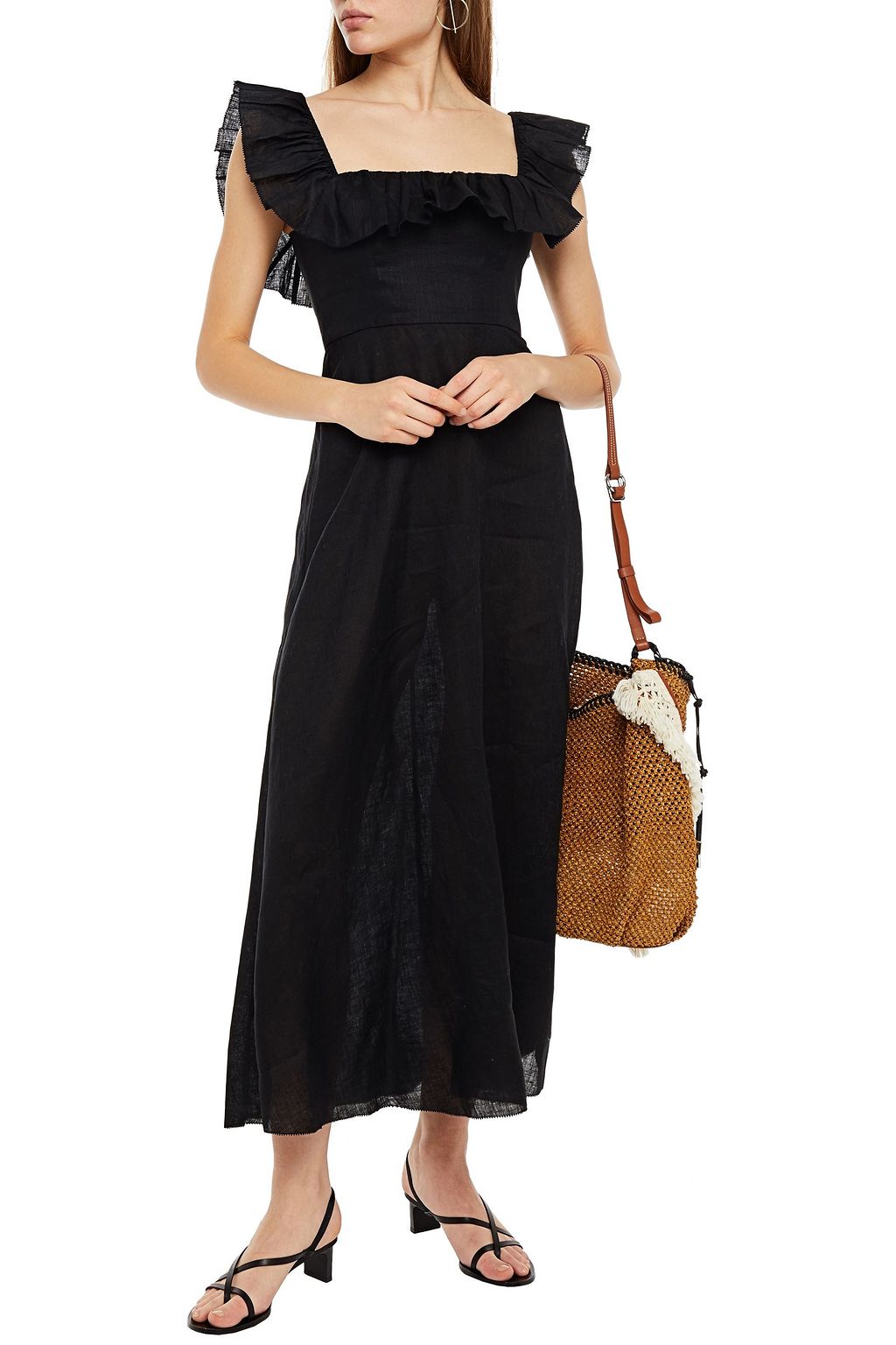 ZIMMERMANN Ruffled linen midi dress