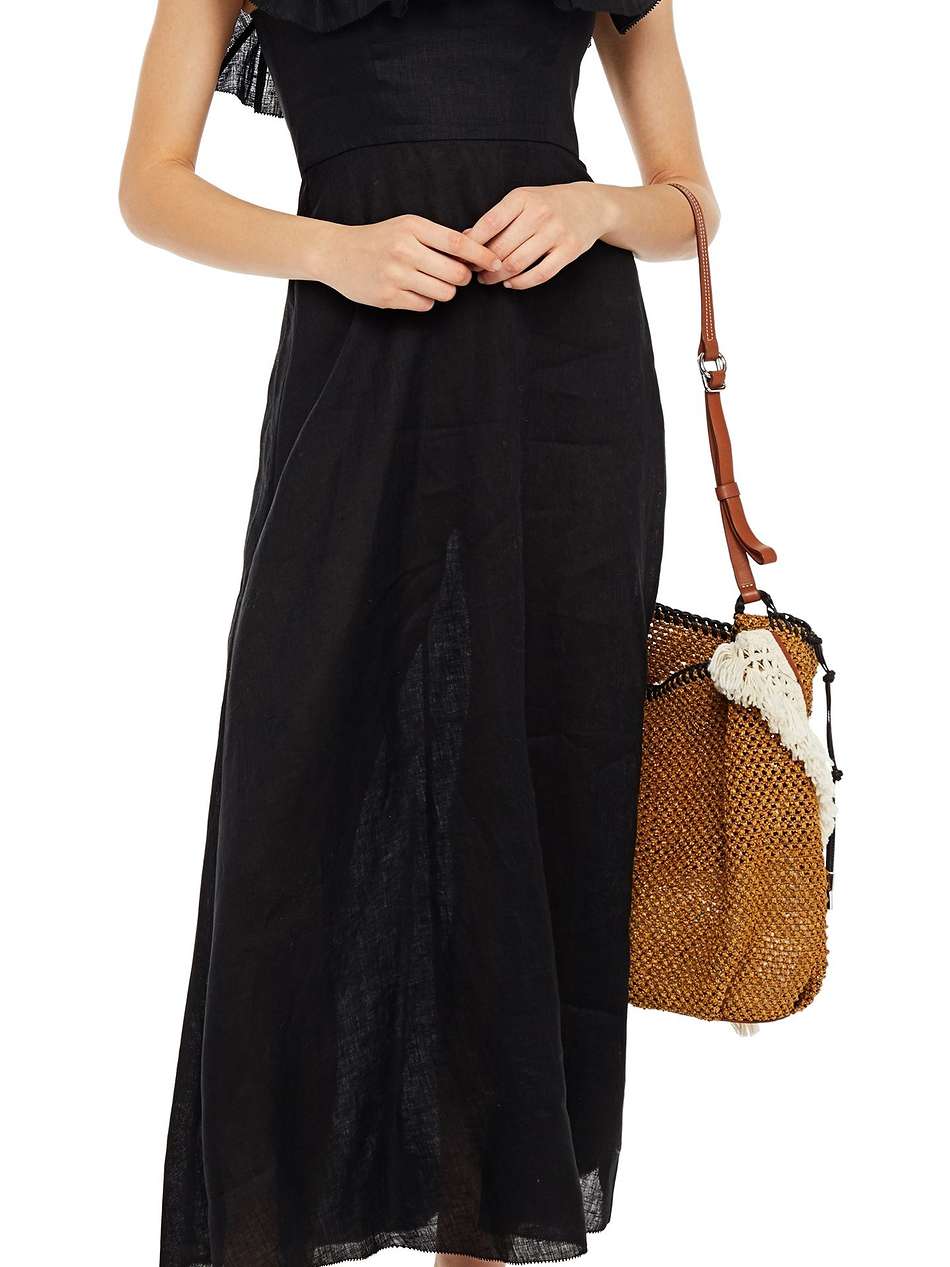 ruffled linen midi dress
