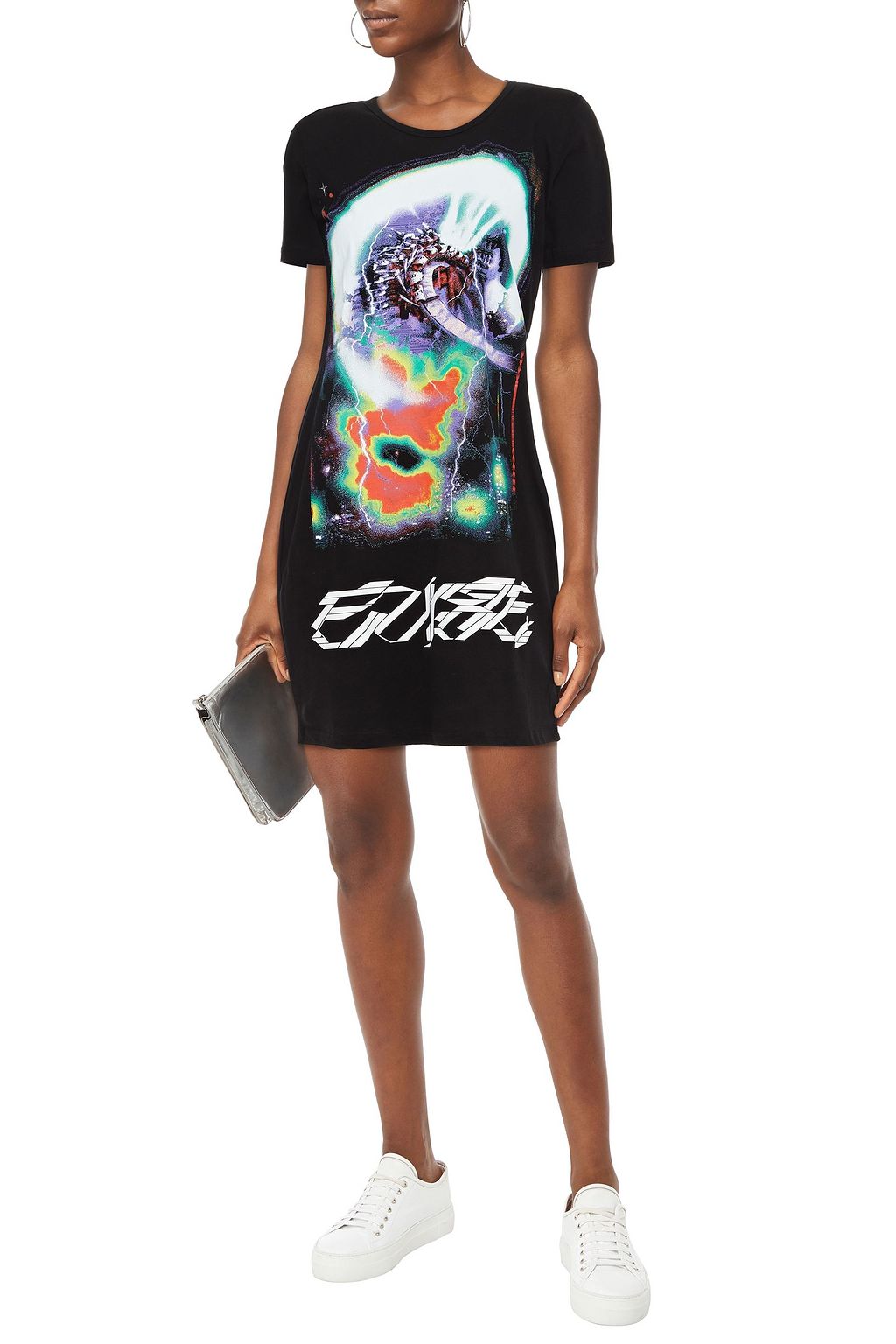 MCQ ALEXANDER MCQUEEN Appliquéd printed cotton-jersey mini dress