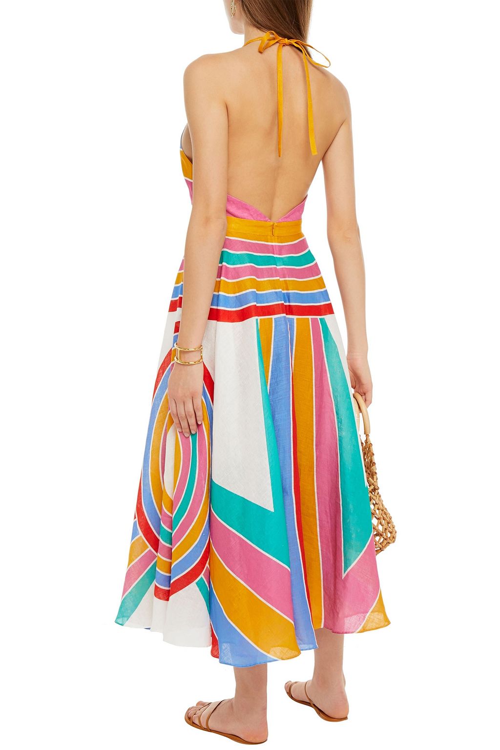 ZIMMERMANN Fiesta striped linen-voile halterneck midi dress