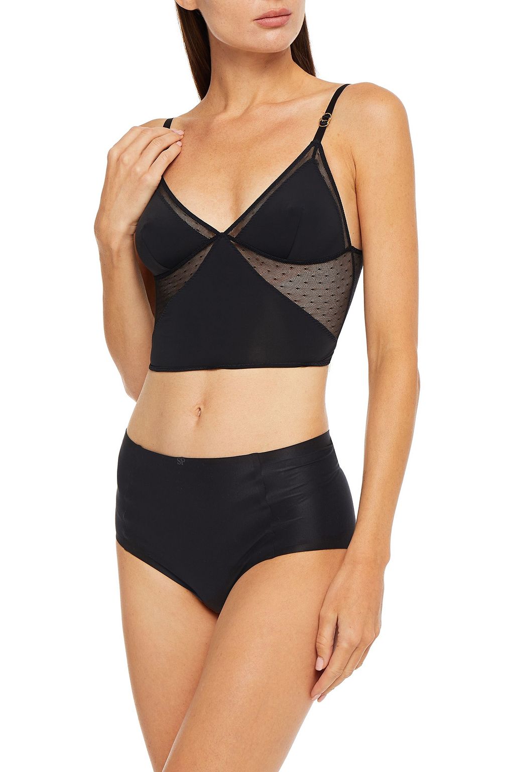 STELLA MCCARTNEY Jersey-paneled point d'esprit bralette